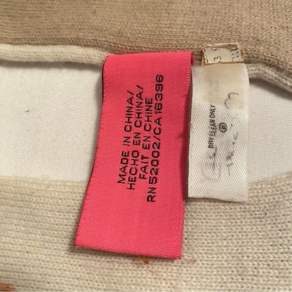 Juicy Couture Oversized Reversible School of Couture Scarf Peach/ Ivory/ Beige - Picture 14 of 15